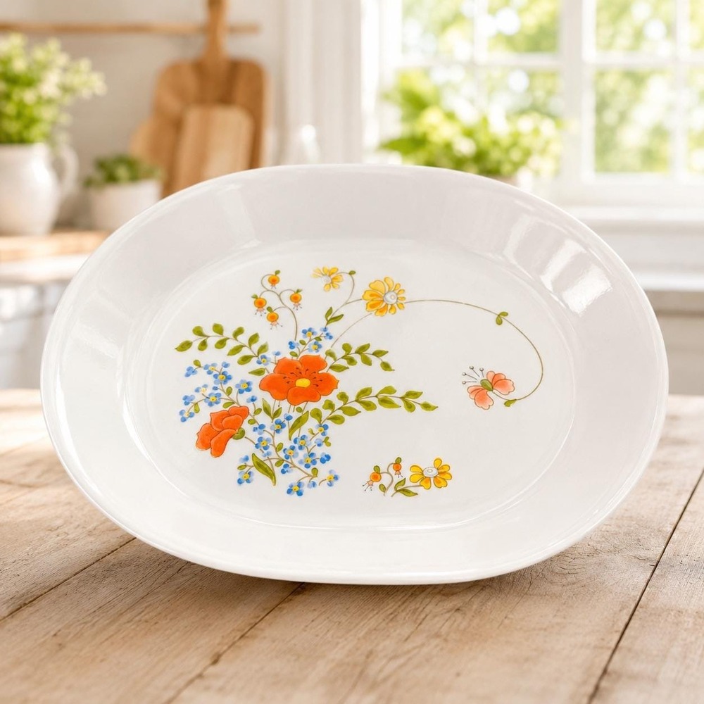 Vintage Corelle Wildflower Set: 1970s Floral Serving Dish - Picture 5 of 16